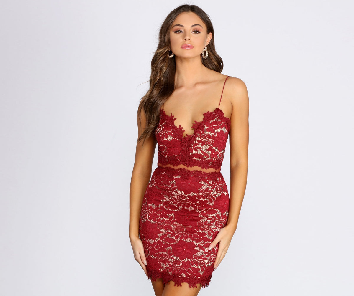 Floral Lace Deep V-Neck Waist Cutout Spaghetti Strap Bodycon Mini Dress 9