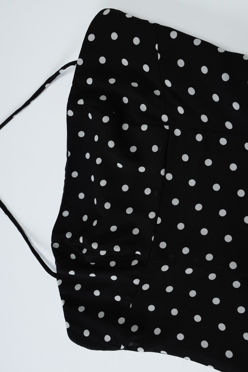 Black Halter Neck Square Neck Polka Dot Flared Ruffle Mini Dress 6