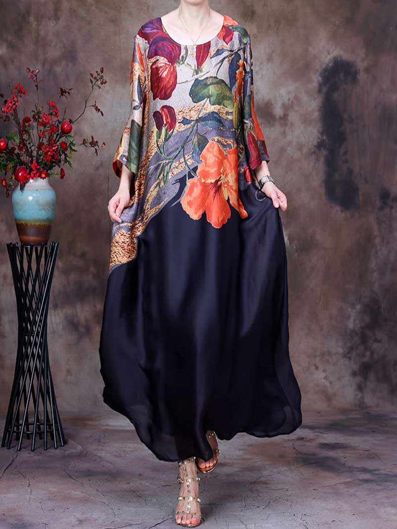 Spaghetti Strap Abstract Print Maxi Dress