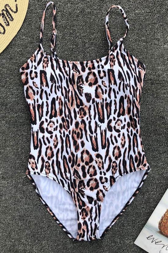Sexy Leopard High Leg Scoop Neck One Piece Swimsuit