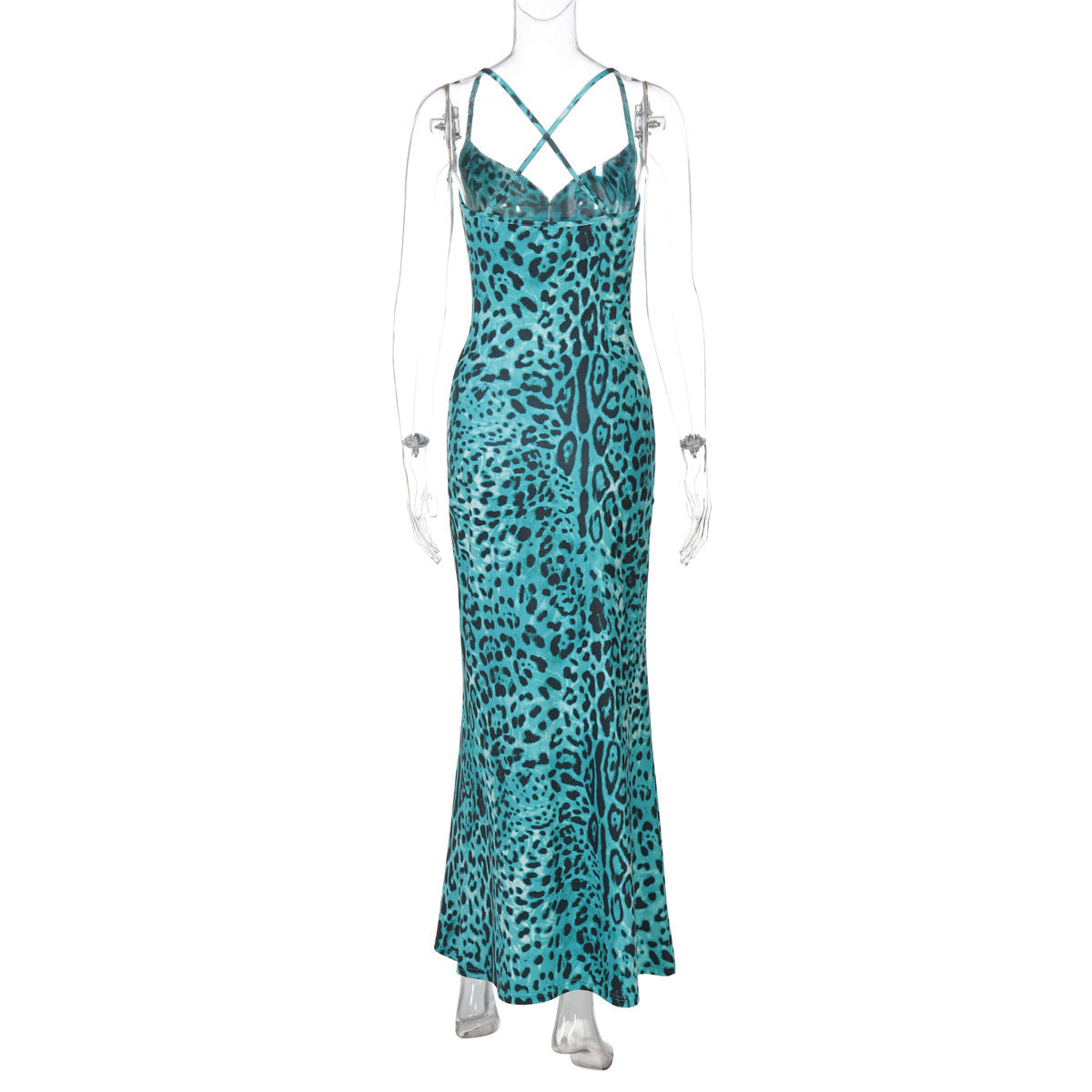 Spaghetti Strap Print Cowl Neck Maxi Slip Dress 11