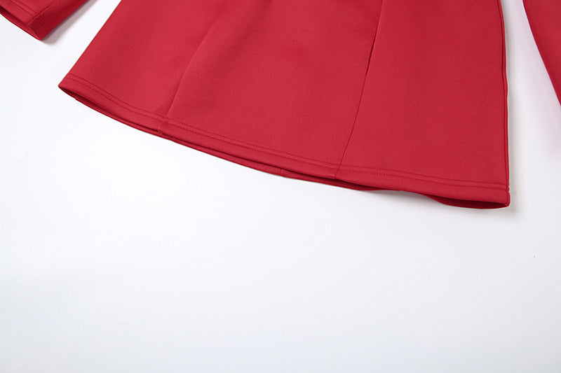 Long Sleeve Bow Pocket Structured A-Line Mini Dress 11