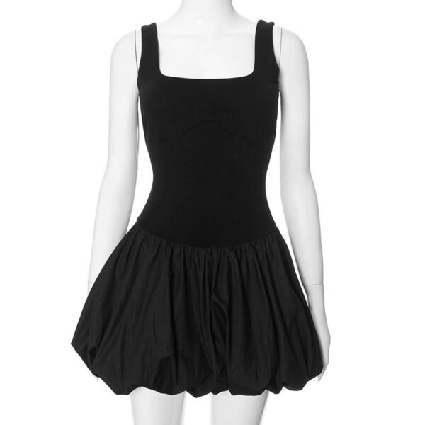 Wide Strap Corset Basque Waist Puff Bubble Skirt Mini Dress 4