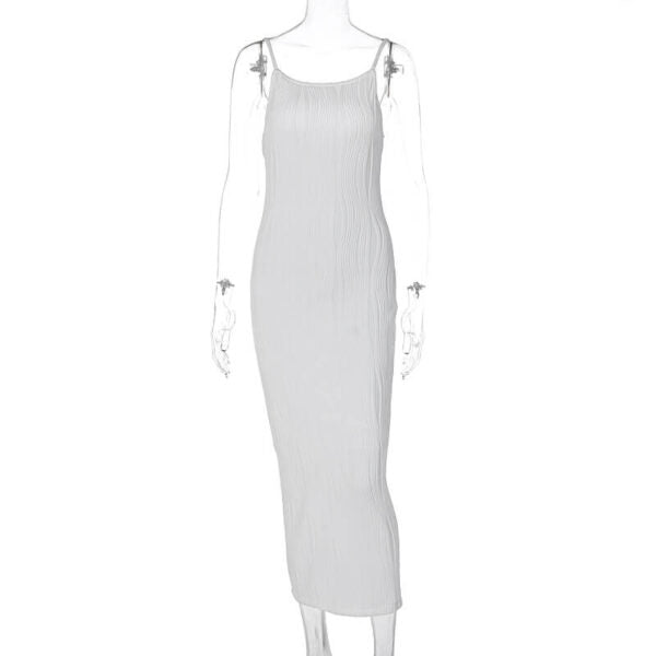 High Neck Sleeveless Plisse Crinkle Bodycon Maxi Dress 3