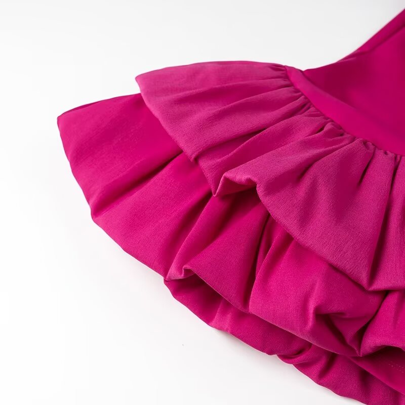 Strapless Asymmetric Tiered Bubble Ruffle Hem Mini Dress 8