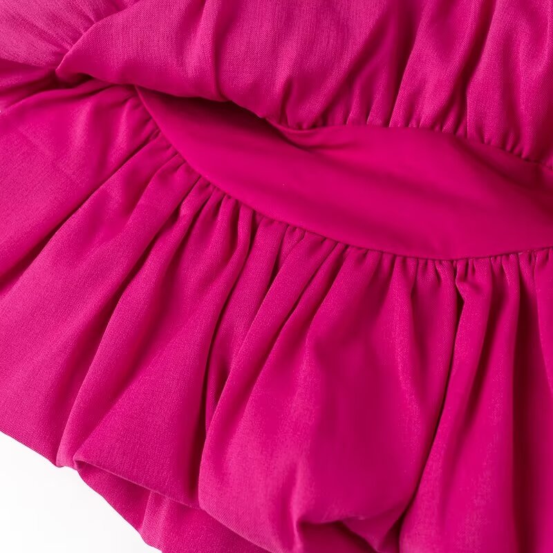 Strapless Asymmetric Tiered Bubble Ruffle Hem Mini Dress 9