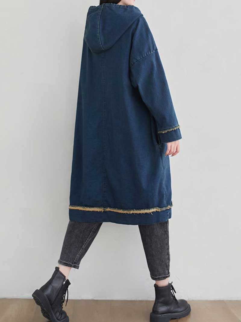 Hooded Drawstring Frayed Hem Graphic Print Oversized Sweatshirt Midi Dress 6