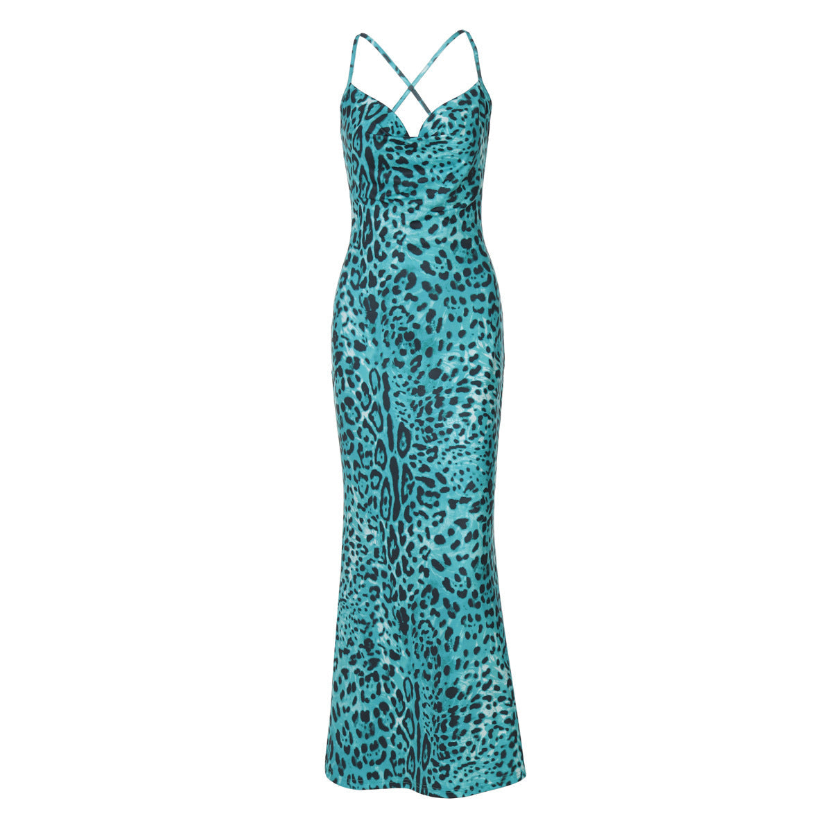 Spaghetti Strap Print Cowl Neck Maxi Slip Dress 13