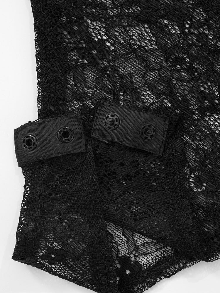 Spaghetti Strap Floral Lace Midriff Panel Column Maxi Dress 13