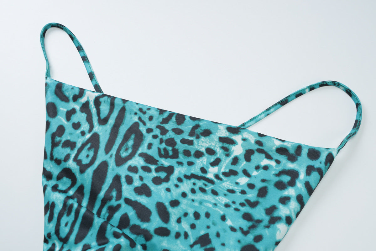 Spaghetti Strap Print Cowl Neck Maxi Slip Dress 15