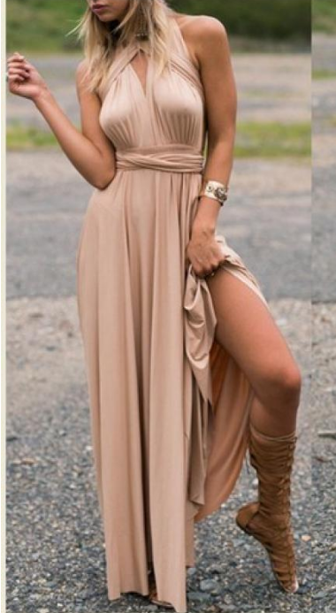 Halter Wrap Convertible Multiway High Slit Maxi Dress 3