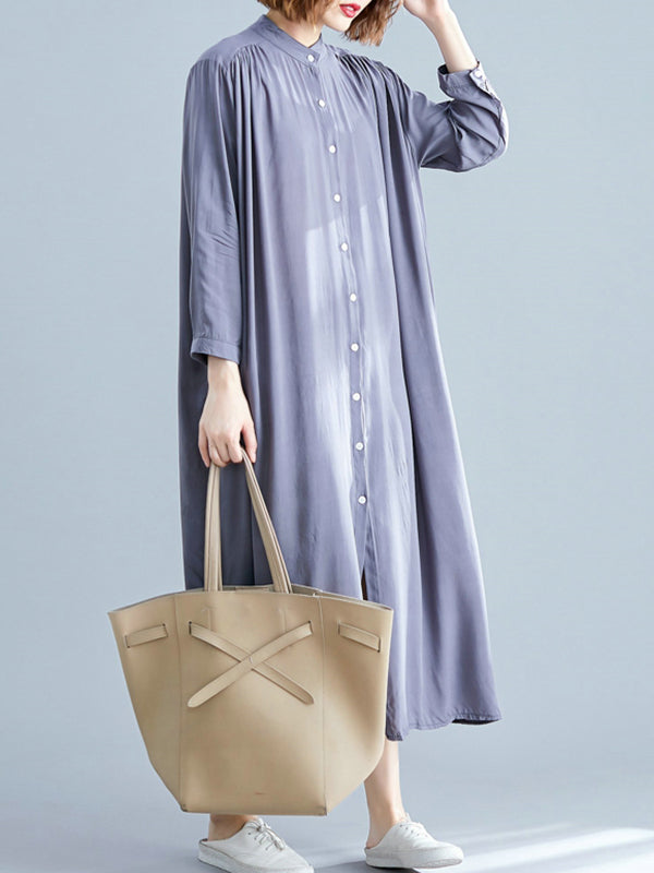 Collared Button Front Tropical Print Shirt Midi Dress 6