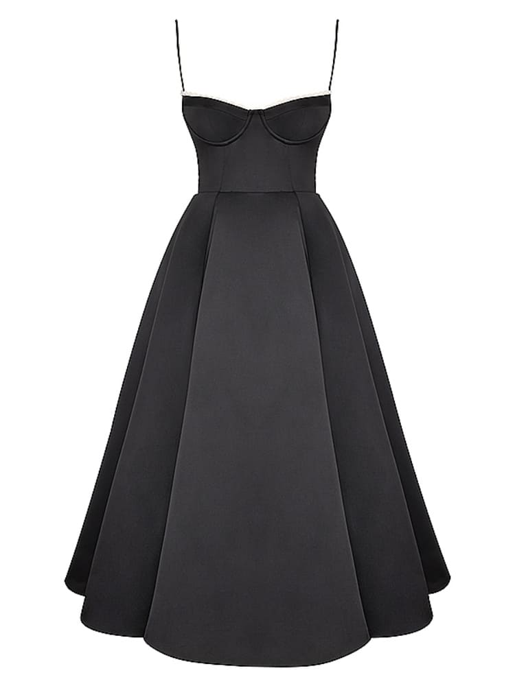 Sweetheart Lace Trim Bustier Tulle Hem Fit and Flare Midi Dress 9