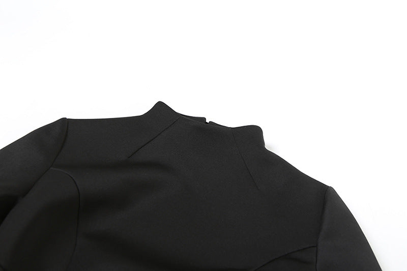 Mock Neck Ruched Cutout Bodycon Mini Dress 17