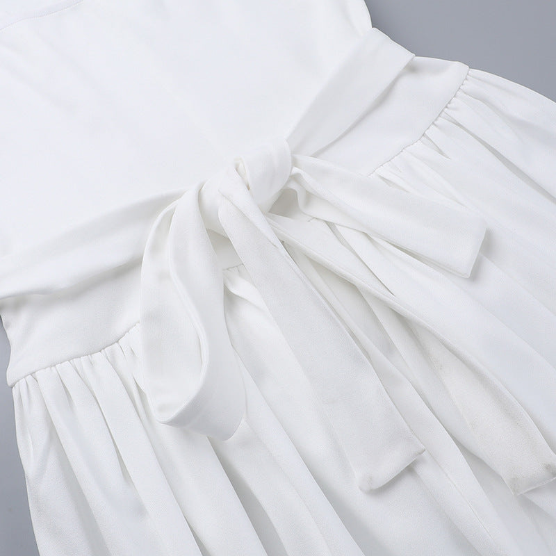 Square Neck Corset Basque Waist Pleated Midi Dress 17