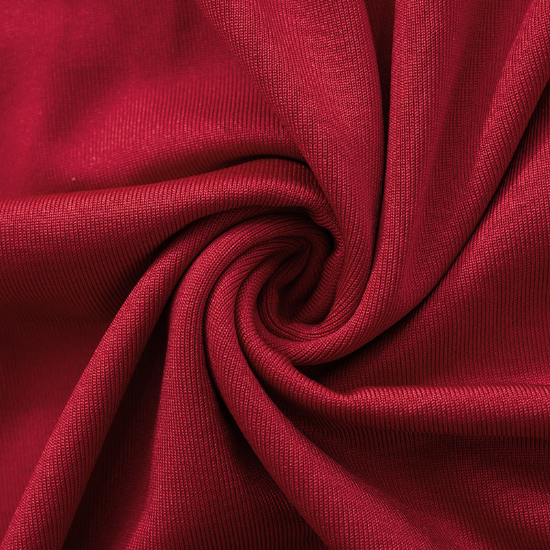 Mock Neck Long Sleeve Front Hip Knot Draped Pleated Maxi Dress 18