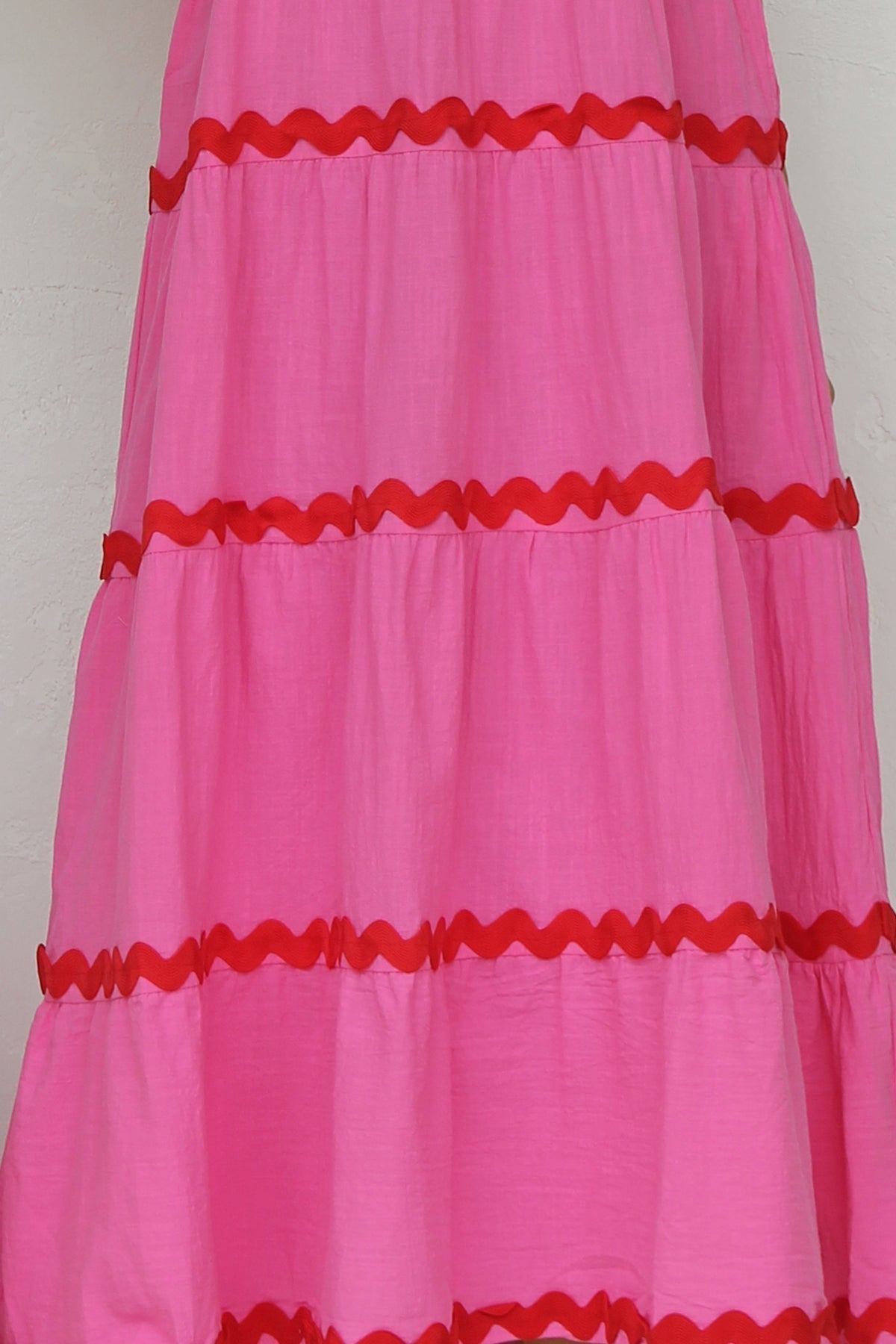 Square Neck Wide Strap Tiered Ric Rac Trim Midi Dress 6