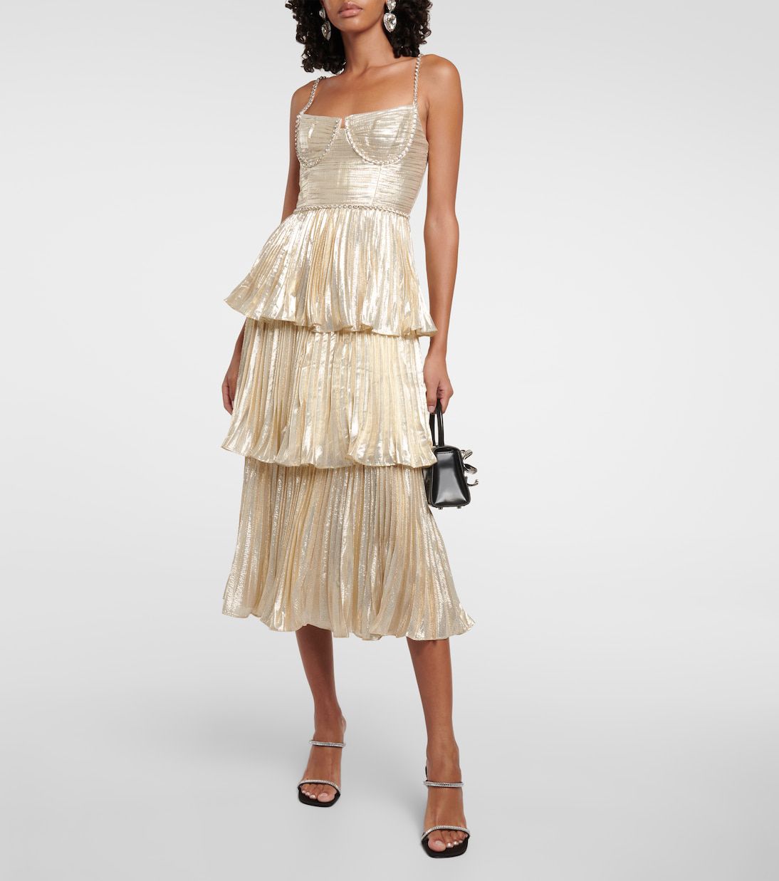 Mock Neck Ruched Tiered Midi Dress 7