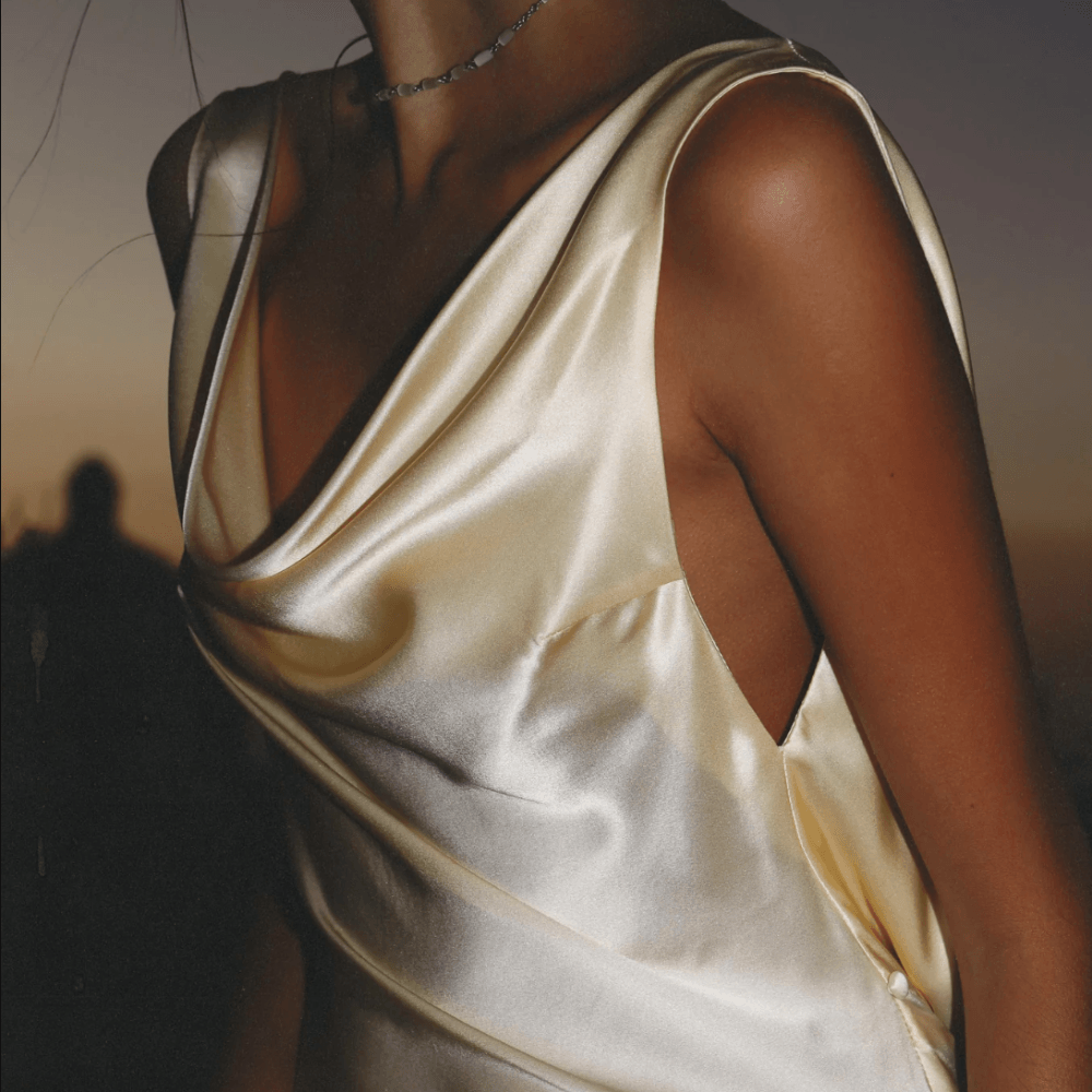 Cowl Neck Plunging Back Satin Maxi Dress 3