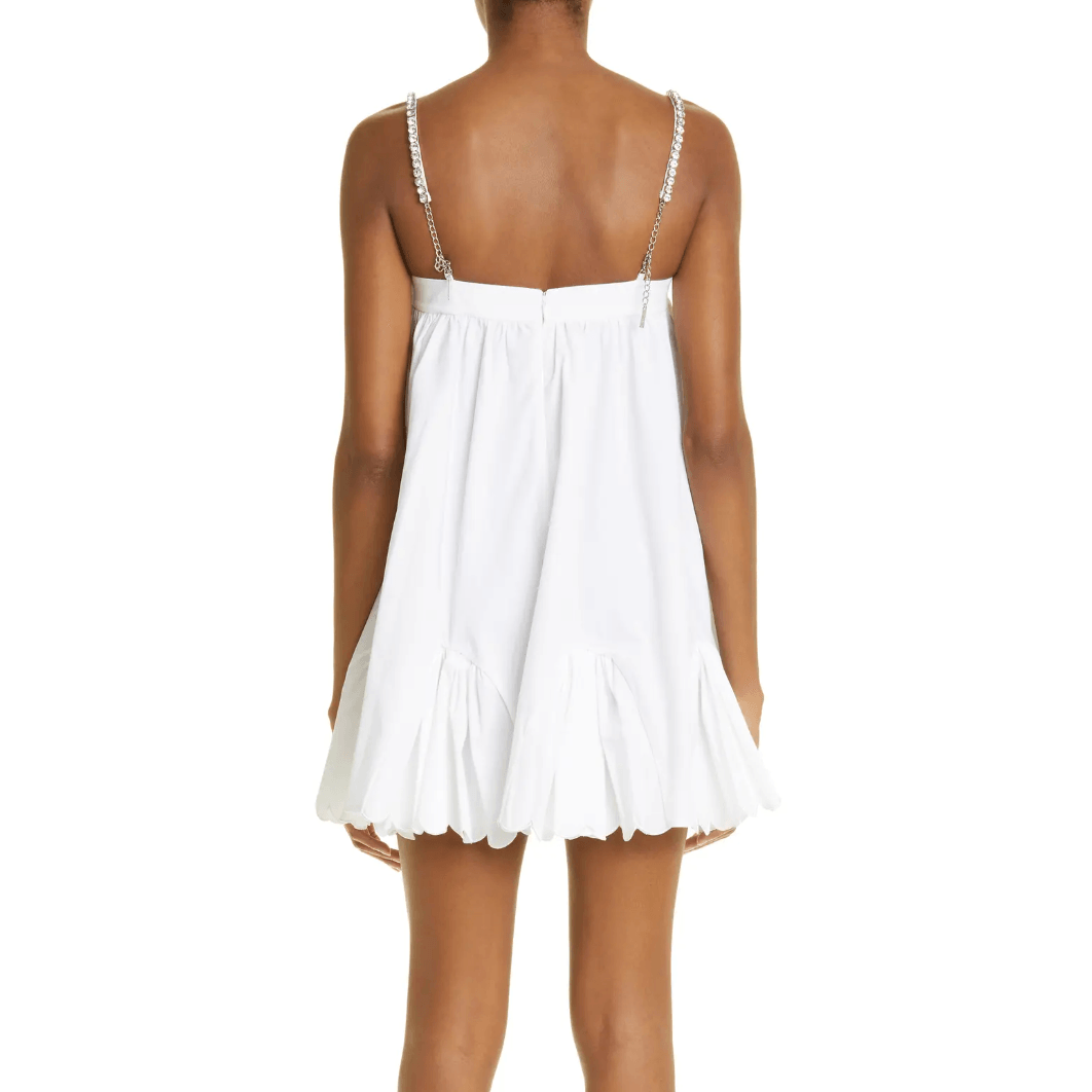 Square Neck Poplin Scalloped Hem Mini Dress 12