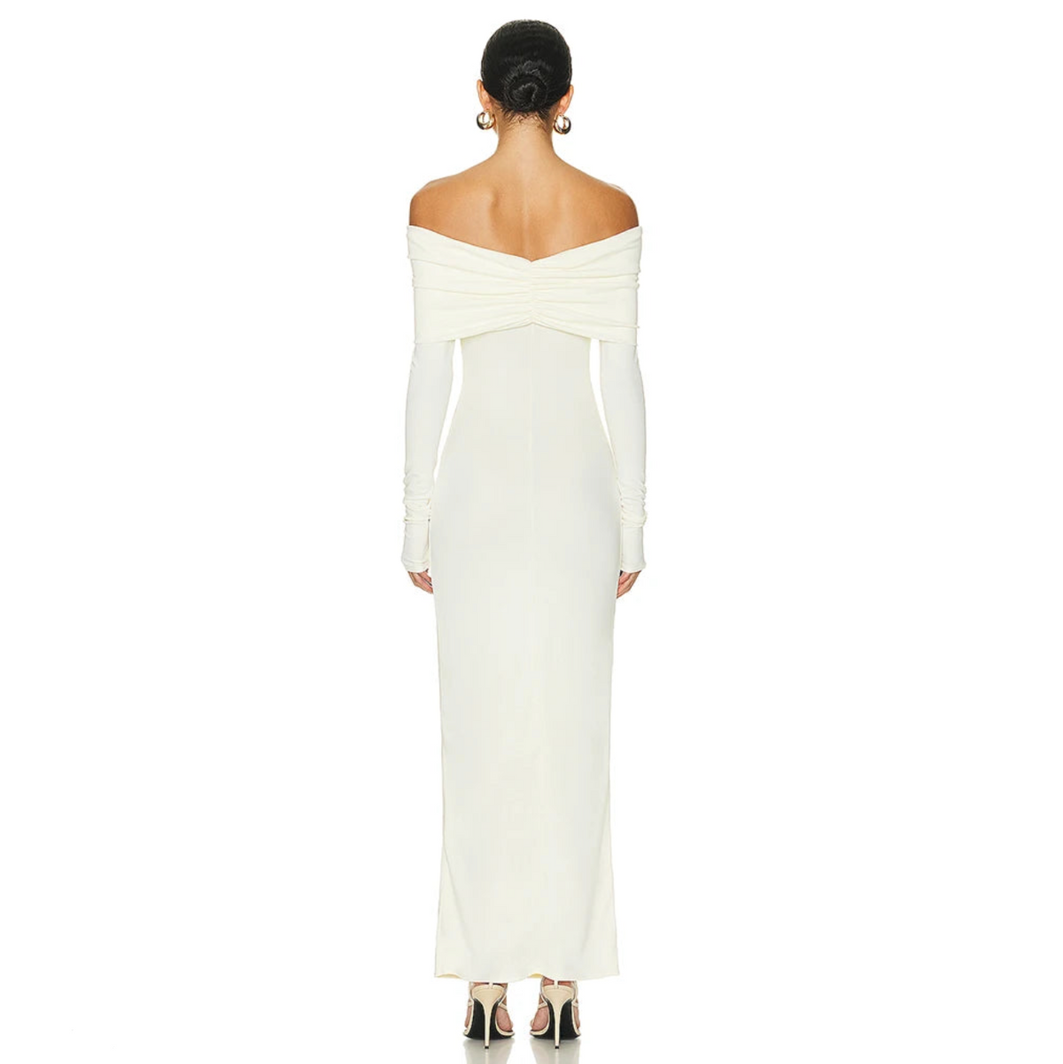 Off Shoulder Twisted Knot Long Sleeve Bodycon Maxi Gown 9