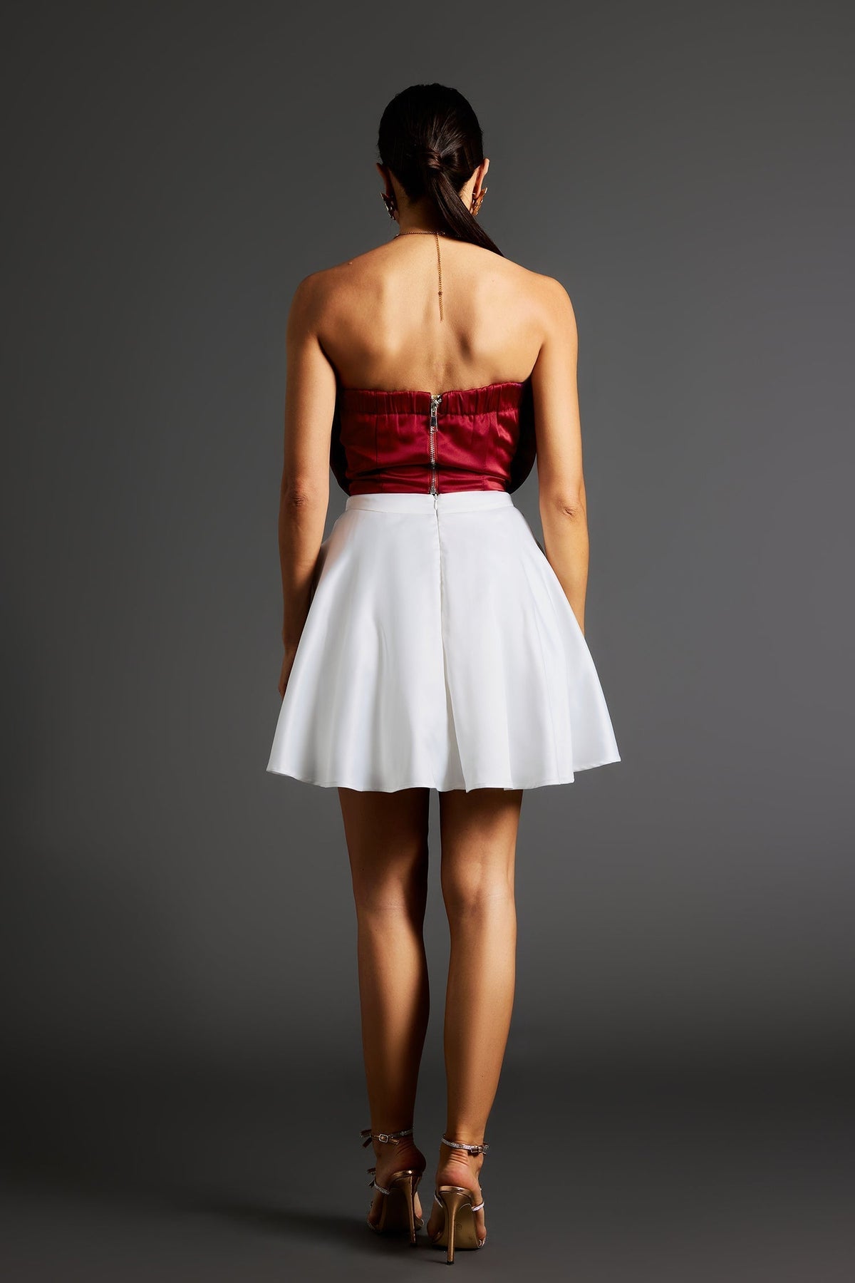 Strapless 3D Rosette Bodice Pleated A-Line Mini Dress 2