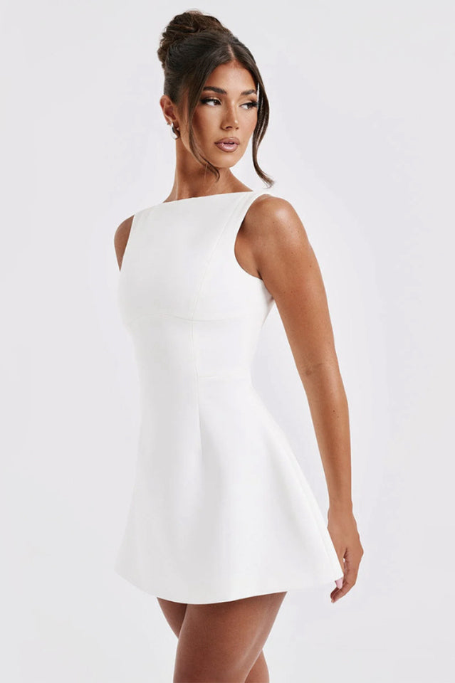 Boat Neck Sleeveless Fit-and-Flare Mini Dress 4