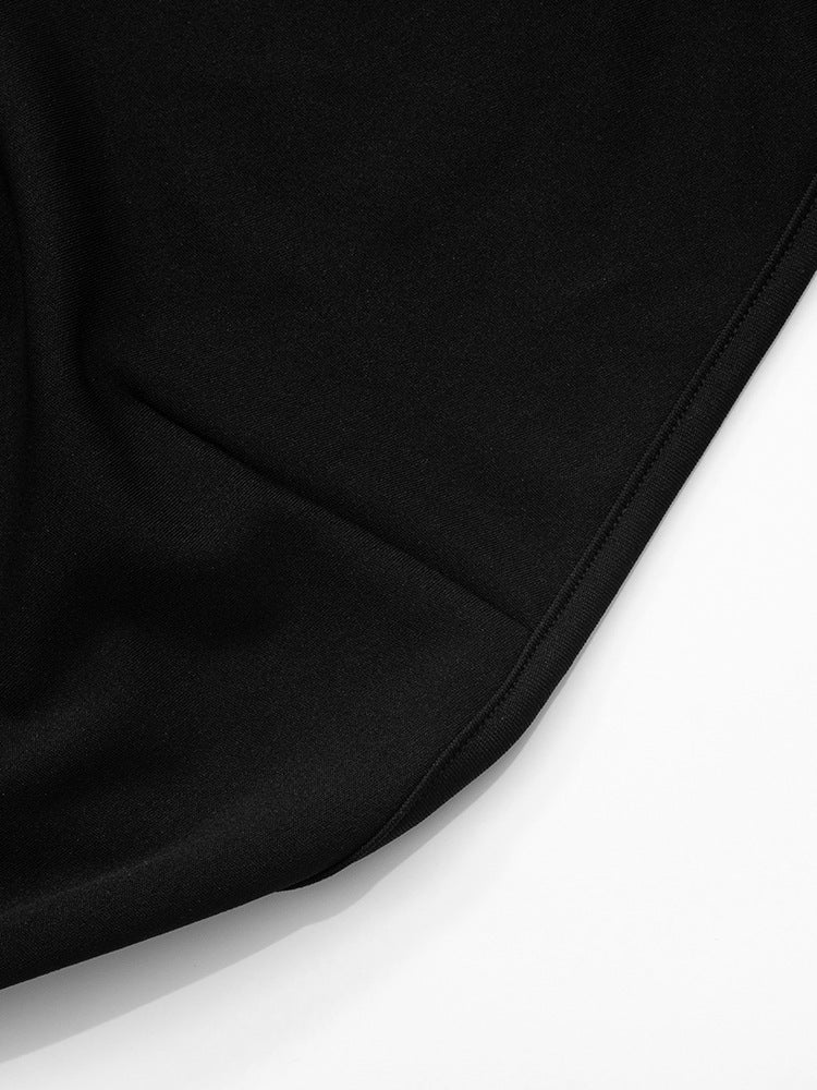 Halter Neck Contrast Panel Ruched Side Drape Midi Dress 23
