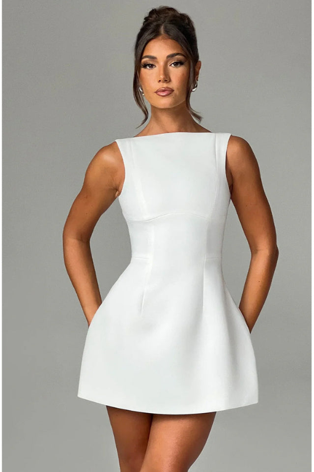 Boat Neck Sleeveless Fit-and-Flare Mini Dress 5