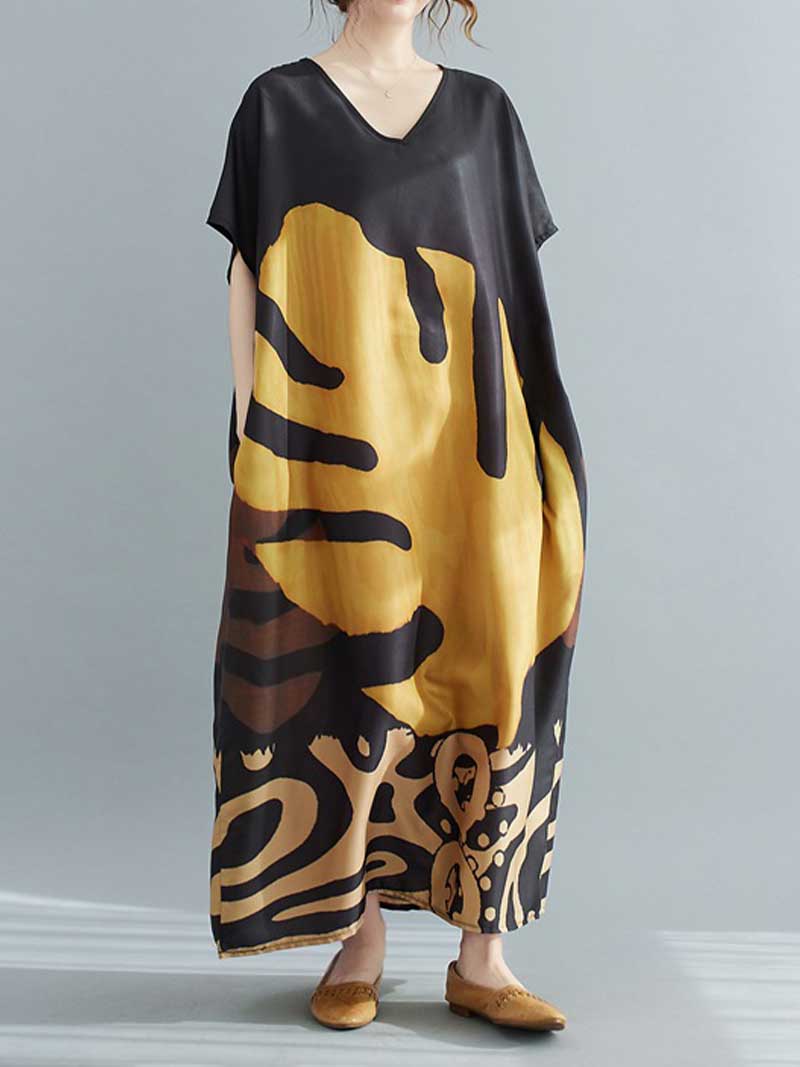 Square Neck Puff Sleeve Leaf Print Fit and Flare Midi Dress 4