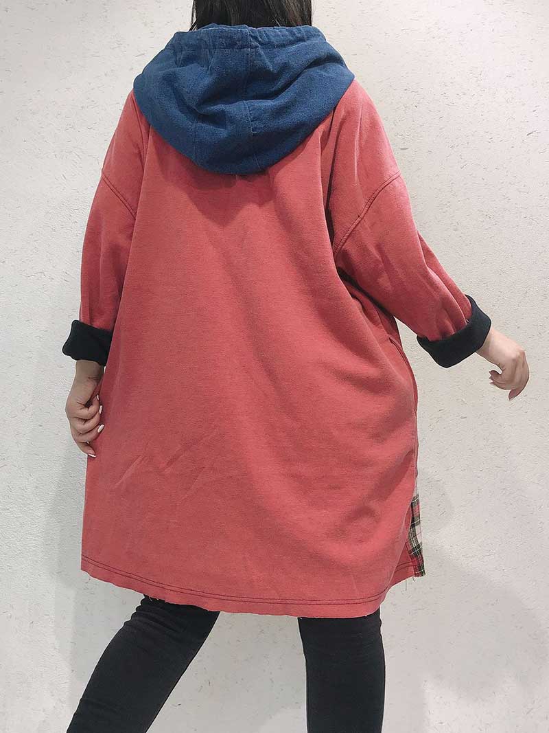 Hooded Doll Print Sweatshirt Midi Dress 2