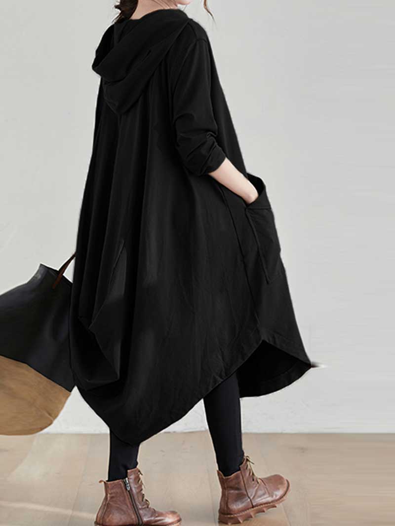 Hooded Long Sleeve Rib Knit Midi Dress 2 4
