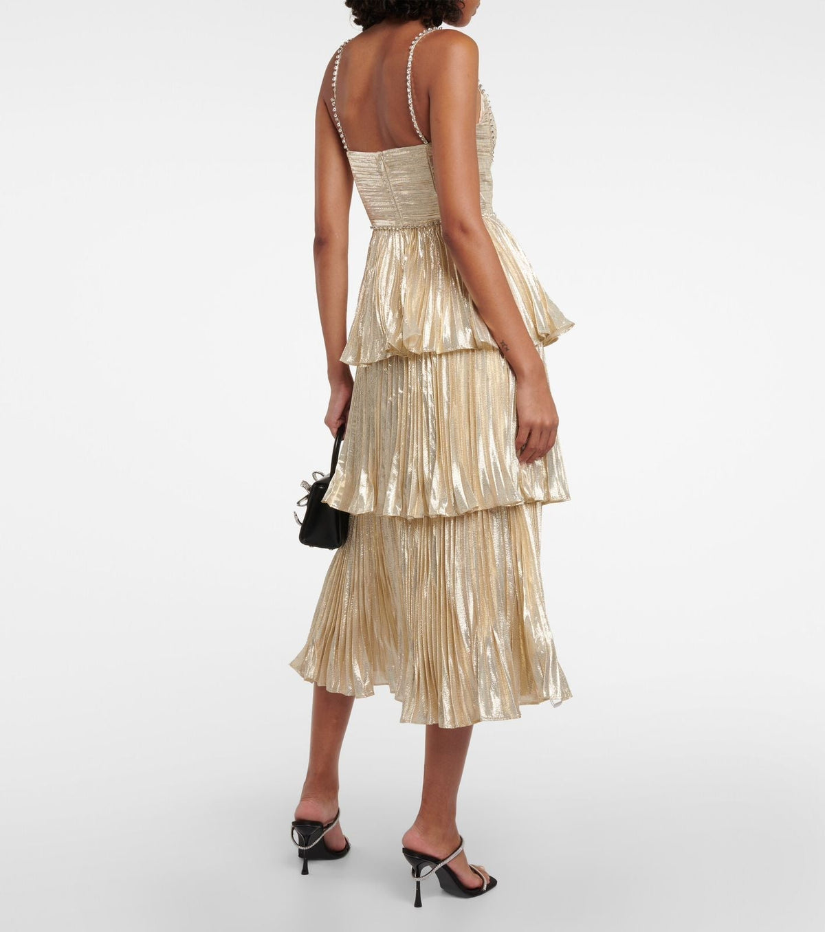 Mock Neck Ruched Tiered Midi Dress 8