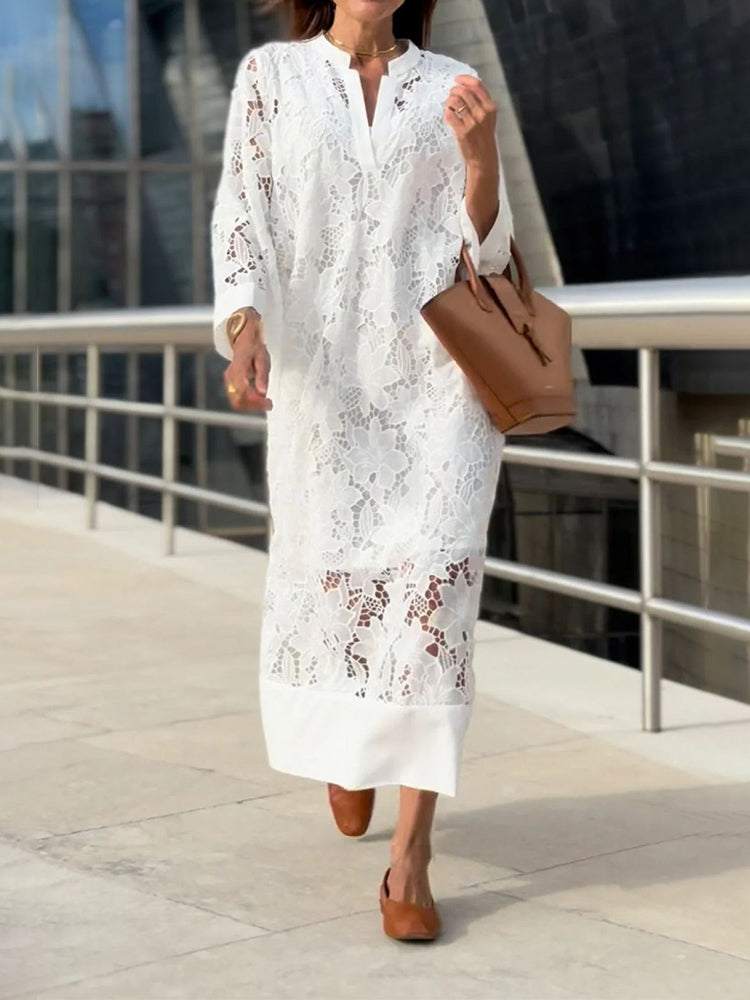 Off Shoulder Lace Panel Midi Dress 9
