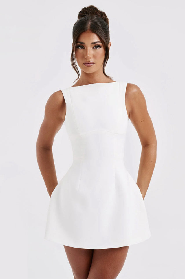 Boat Neck Sleeveless Fit-and-Flare Mini Dress 3