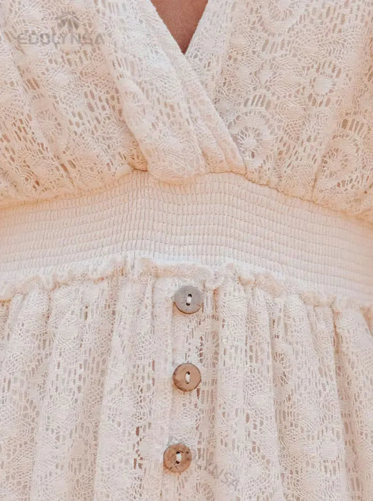Lace V-Neck Ruffle Mini Dress 15
