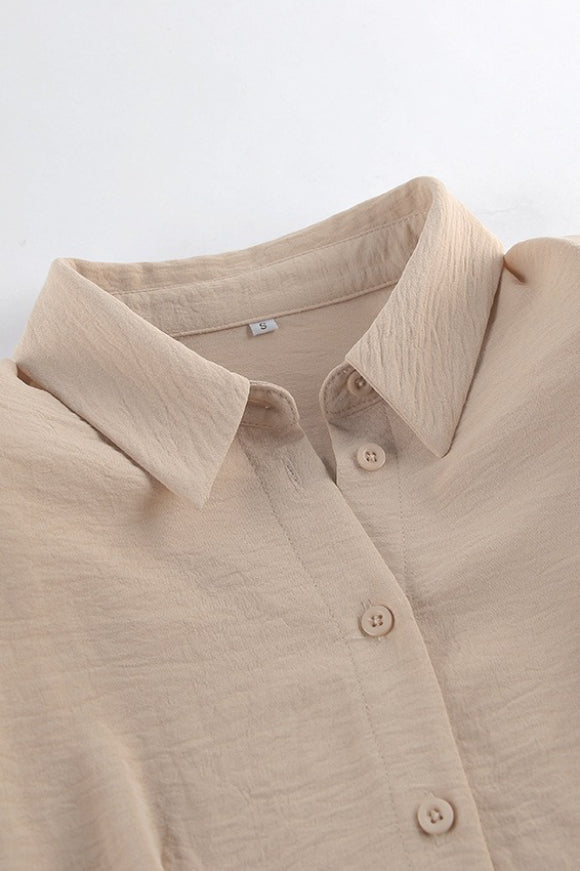 Puff Cuff Button Down Wrap Front Asymmetrical Pleated Shirt Mini Dress 5