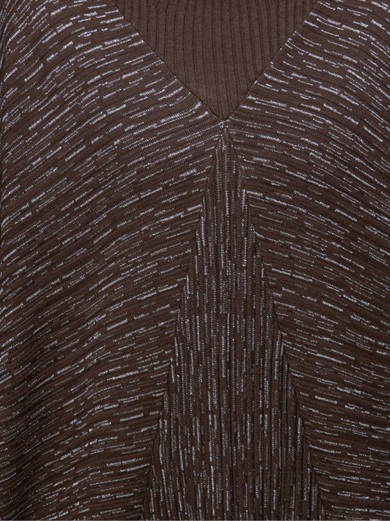 Mock Neck Batwing Sleeve Chevron Texture Rib Cuff Oversized Maxi Sweater Dress 6