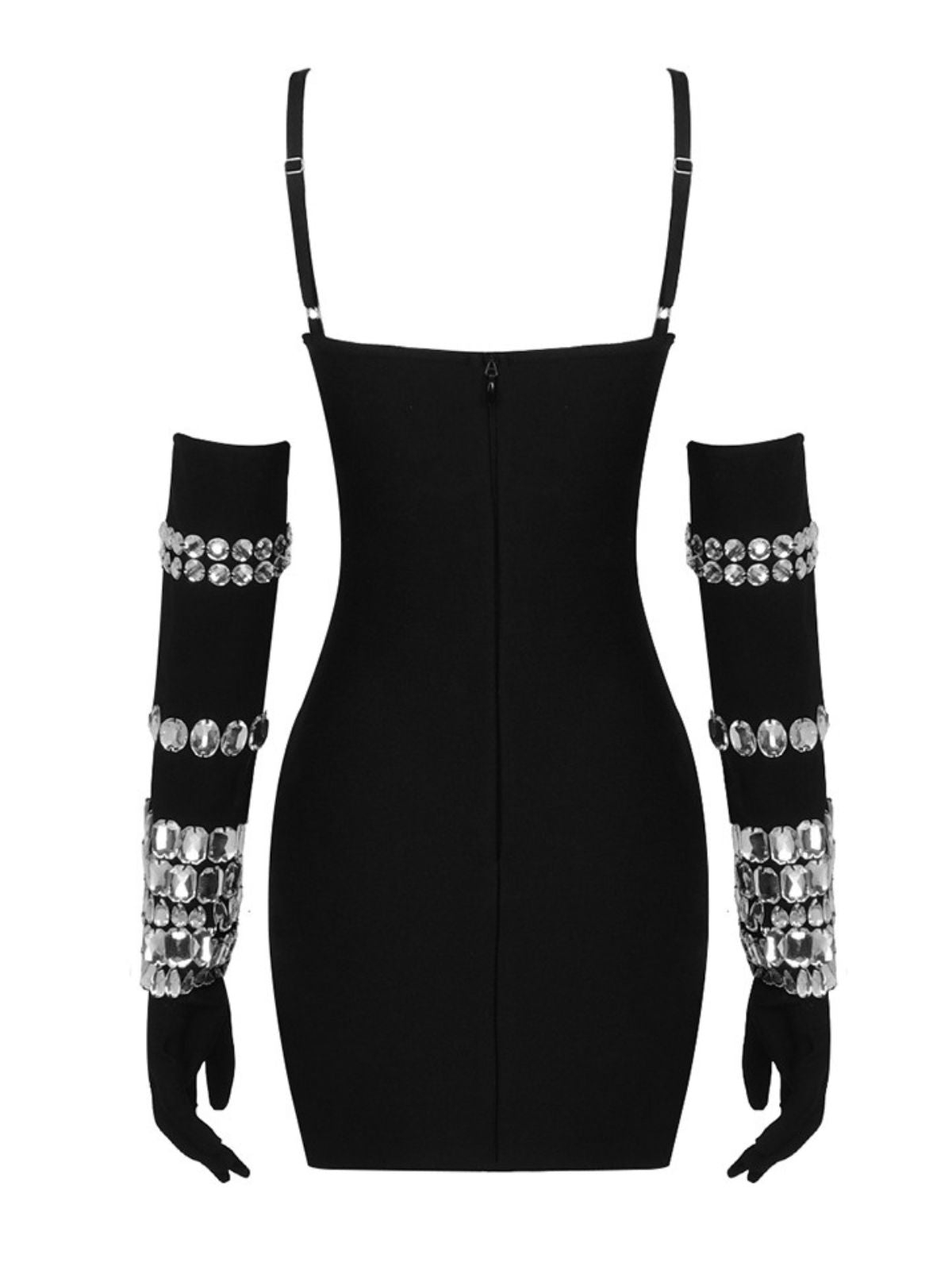 Sweetheart Neck Crystal Embellished Bandage Mini Dress with Gloves 8