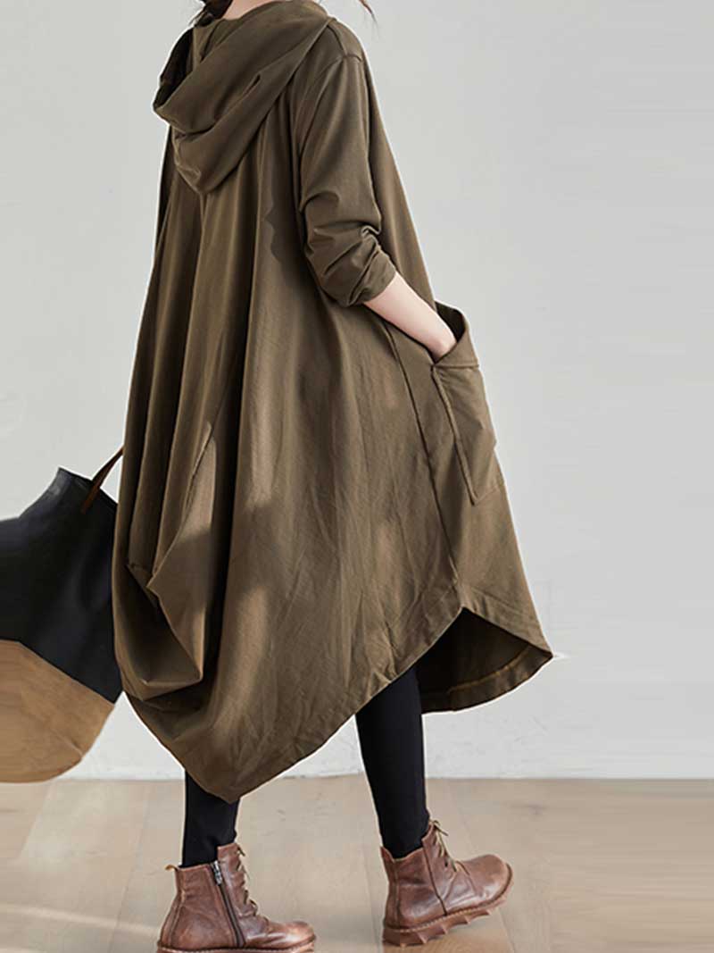 Hooded Long Sleeve Rib Knit Midi Dress 2 3
