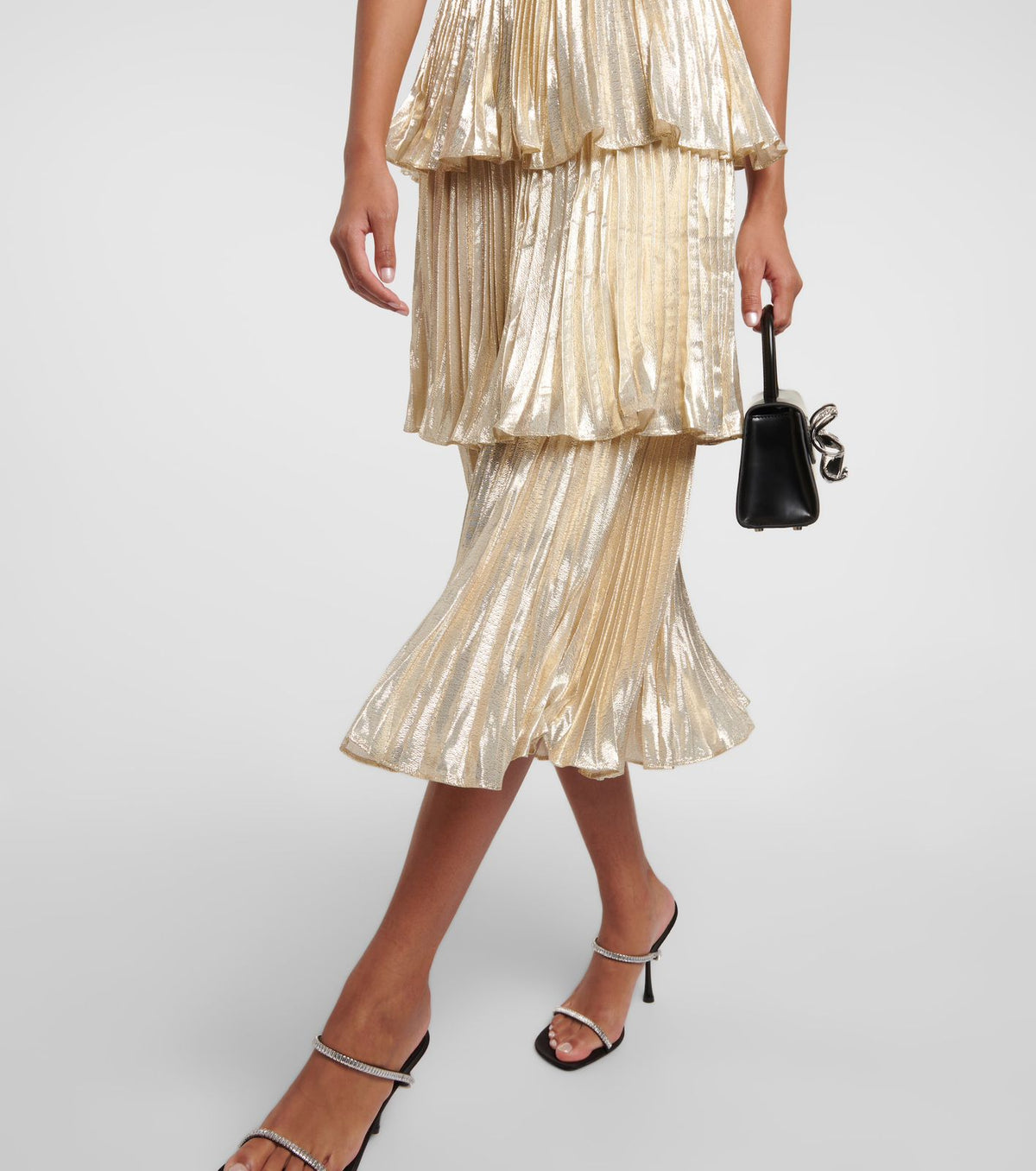 Mock Neck Ruched Tiered Midi Dress 10