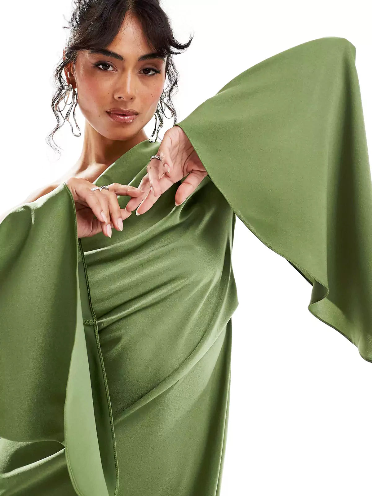 One Shoulder Ruched Folded Bandage Maxi Dress 7