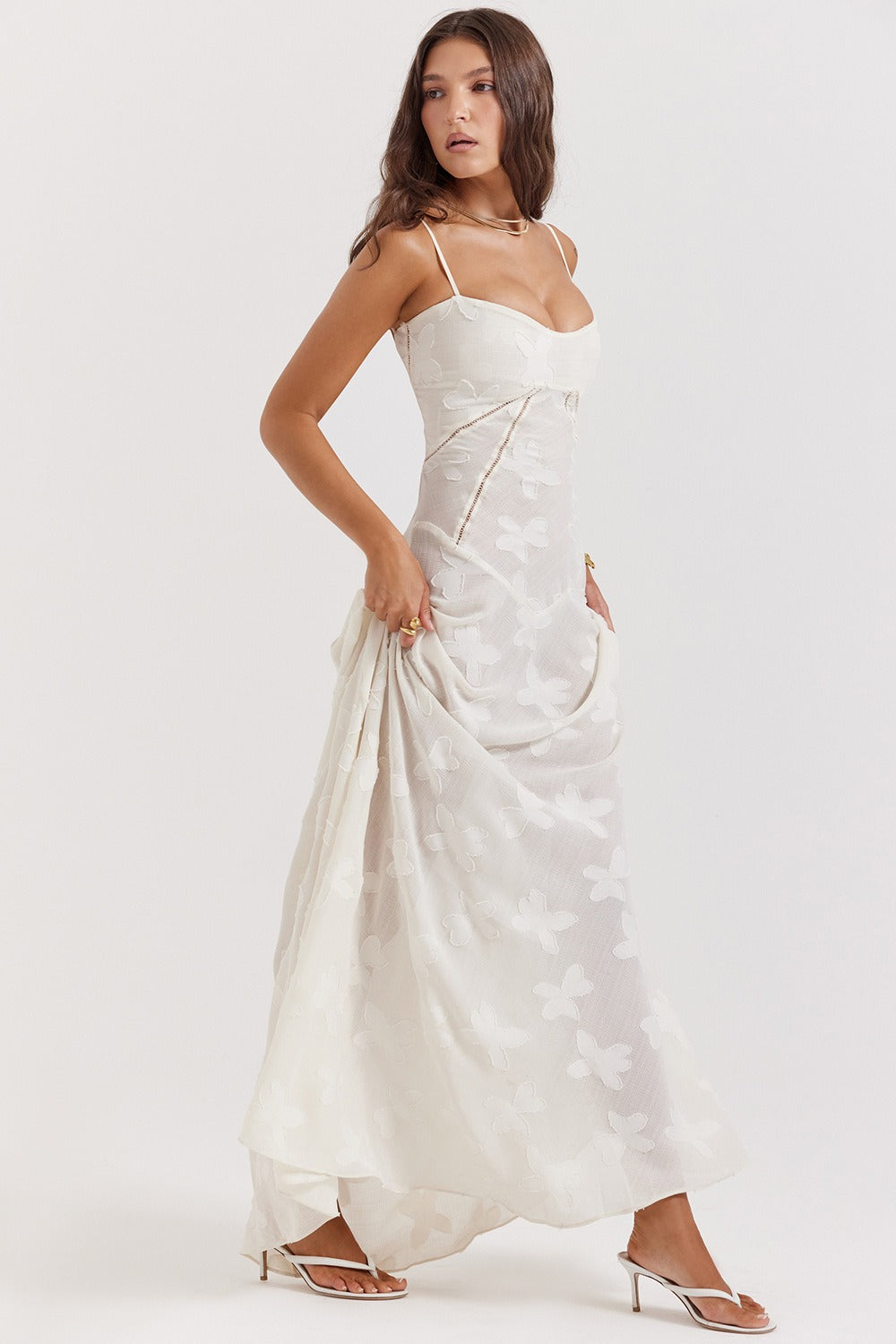 Bustier Seam Spaghetti Strap Devore Burnout Maxi Dress 21