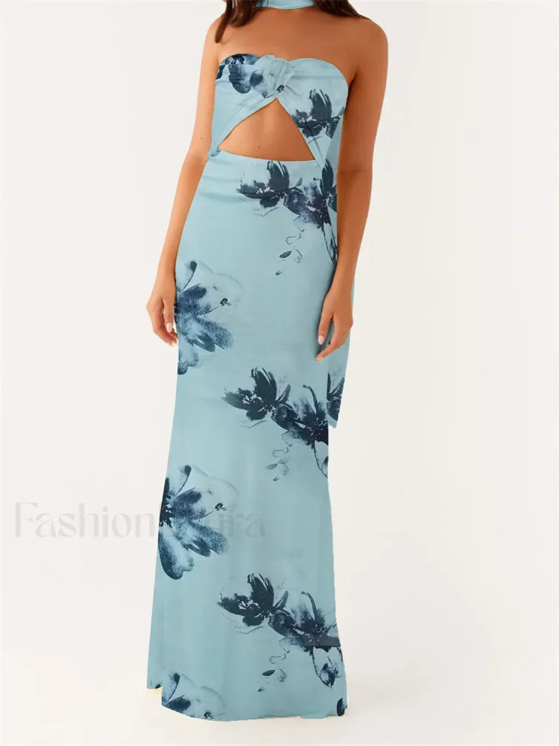 3D Flower Patchwork Tube Maxi Dress 7