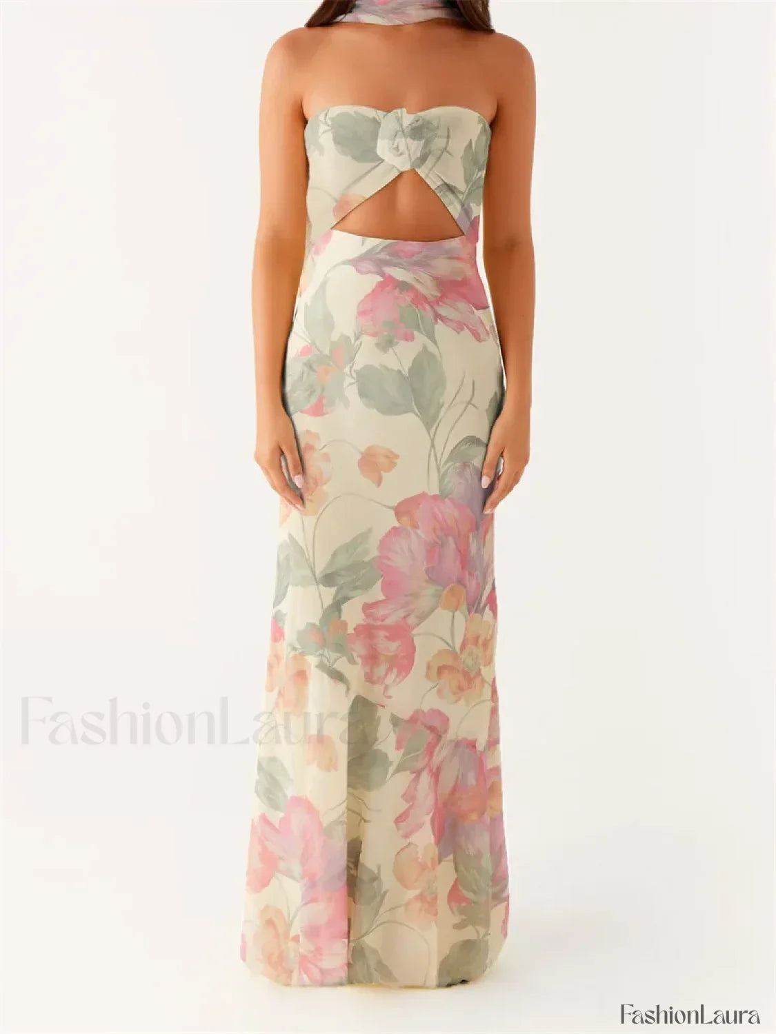 3D Flower Patchwork Tube Maxi Dress 20