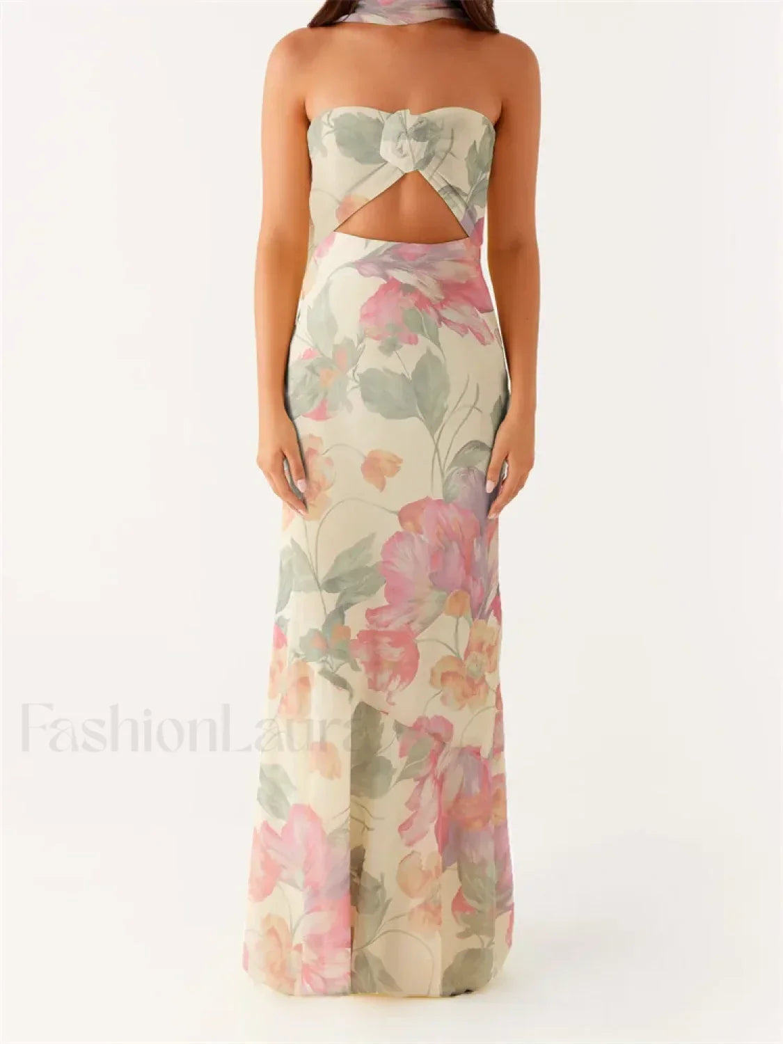 3D Flower Patchwork Tube Maxi Dress 2
