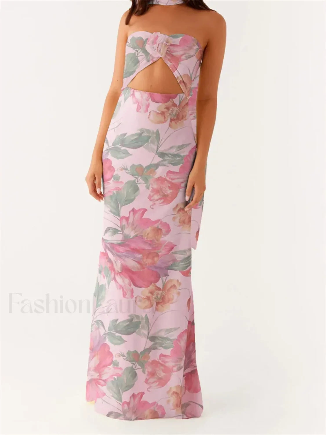 3D Flower Patchwork Tube Maxi Dress 4