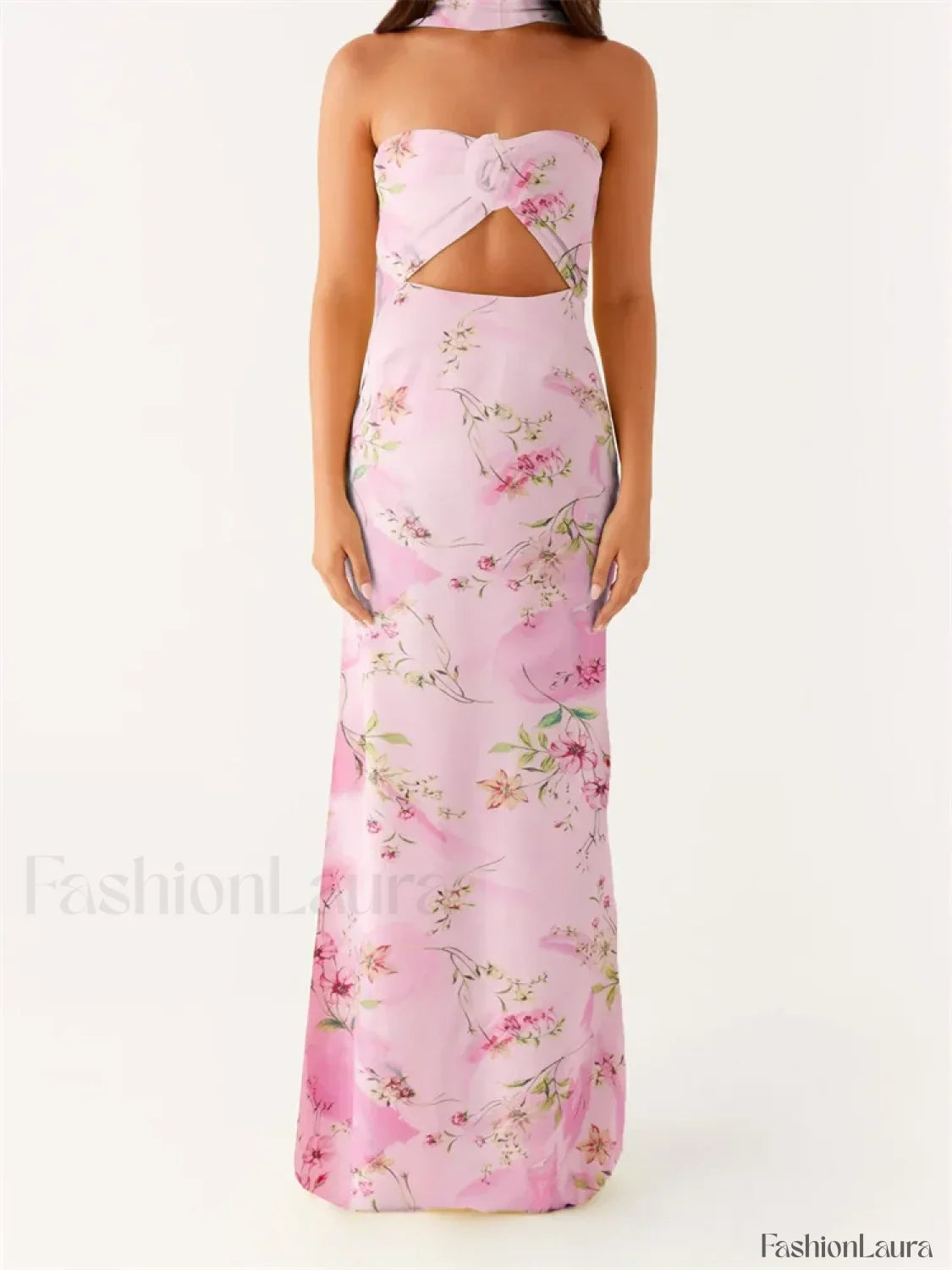 3D Flower Patchwork Tube Maxi Dress 17