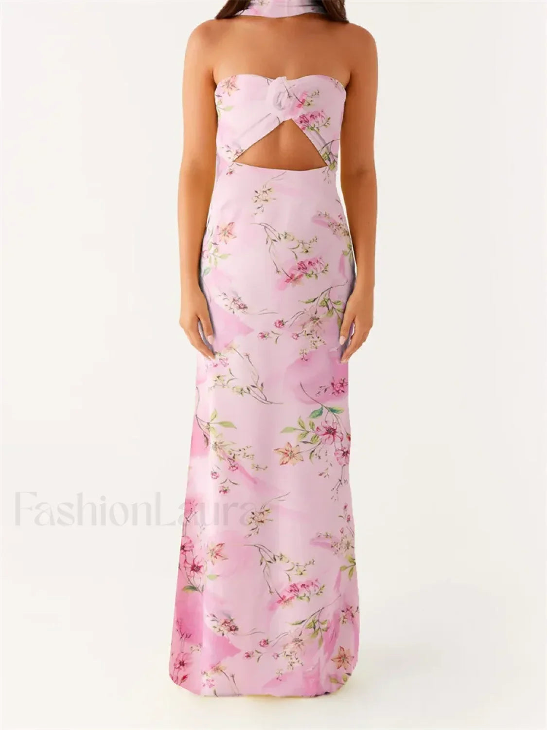 3D Flower Patchwork Tube Maxi Dress 5