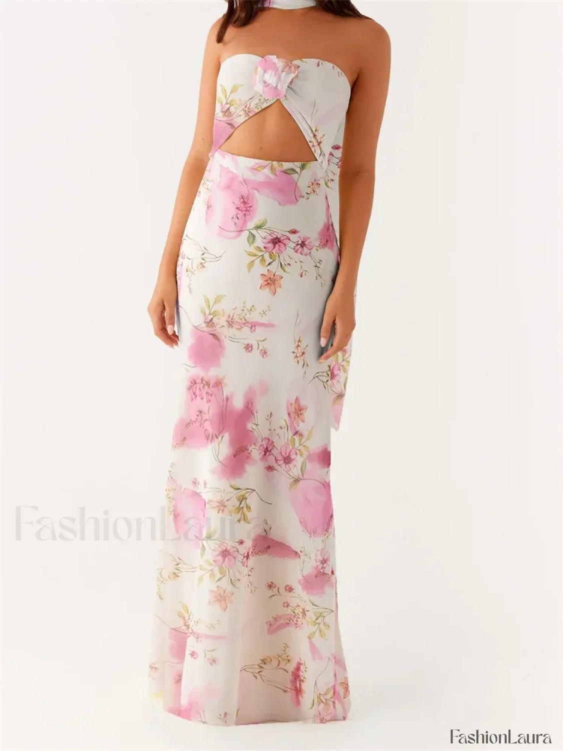 3D Flower Patchwork Tube Maxi Dress 16